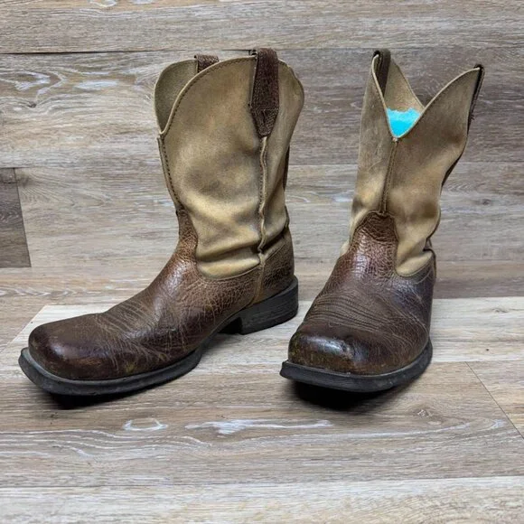 Ariat | Shoes | Ariat Rambler Two Tone Brown Leather Western  display picture 1
